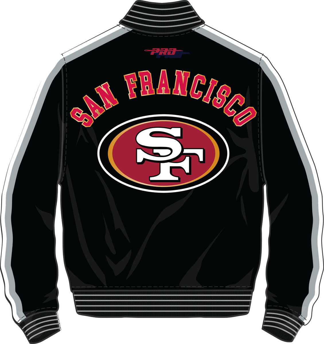 MENS PRO STANDARD SAN FRANCISCO 49ERS PRO GAME DAY M DBL KNIT JACKET (BLACK/SILVER/WHITE)