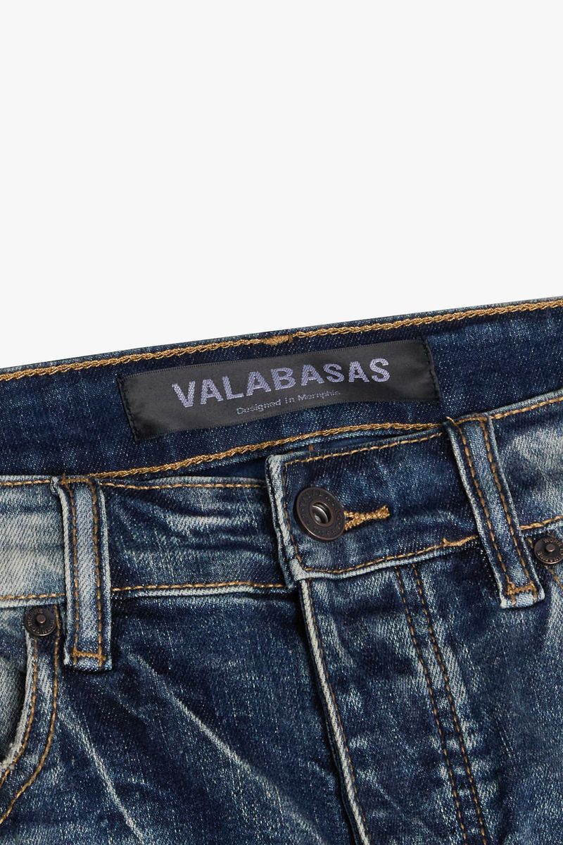 MENS VALABASAS "TEARAWAY" SKINNY JEAN (DARK BLUE WASH)