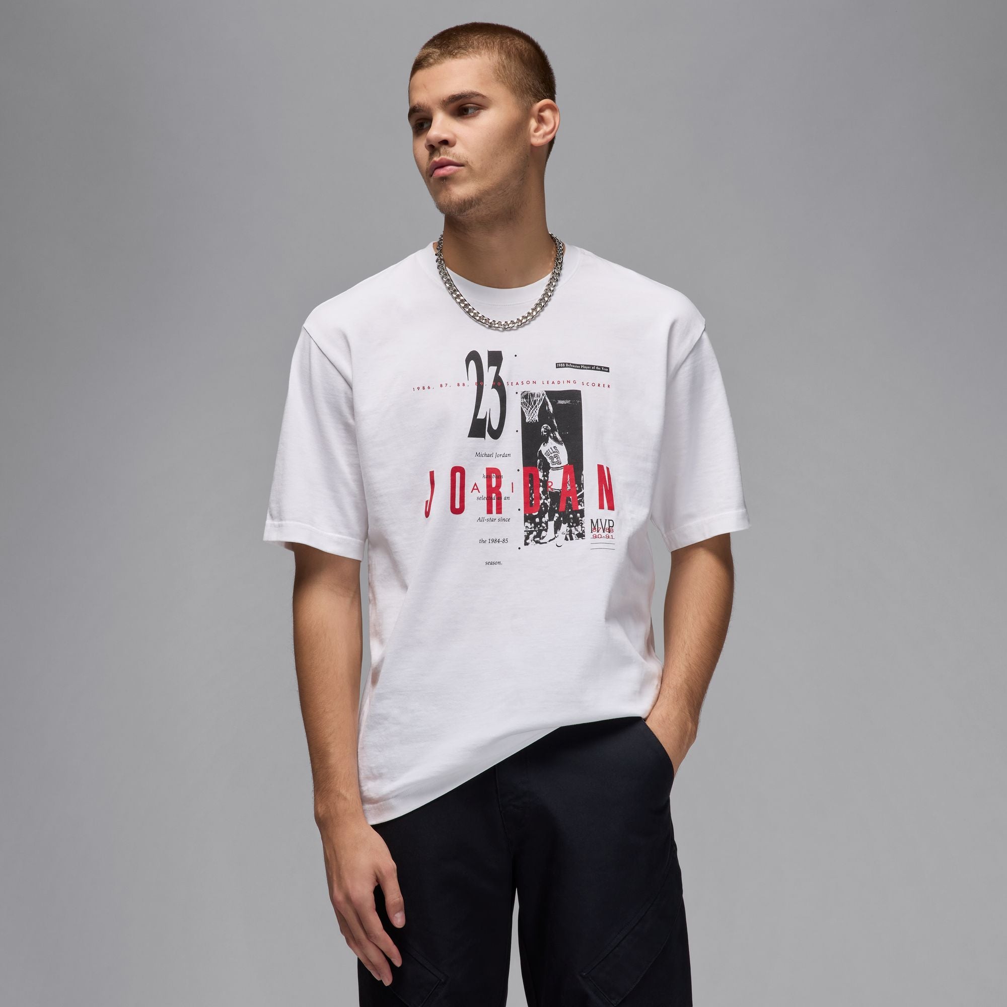 MENS JORDAN REISSUE T-SHIRT (WHITE/GYM RED/BLACK)