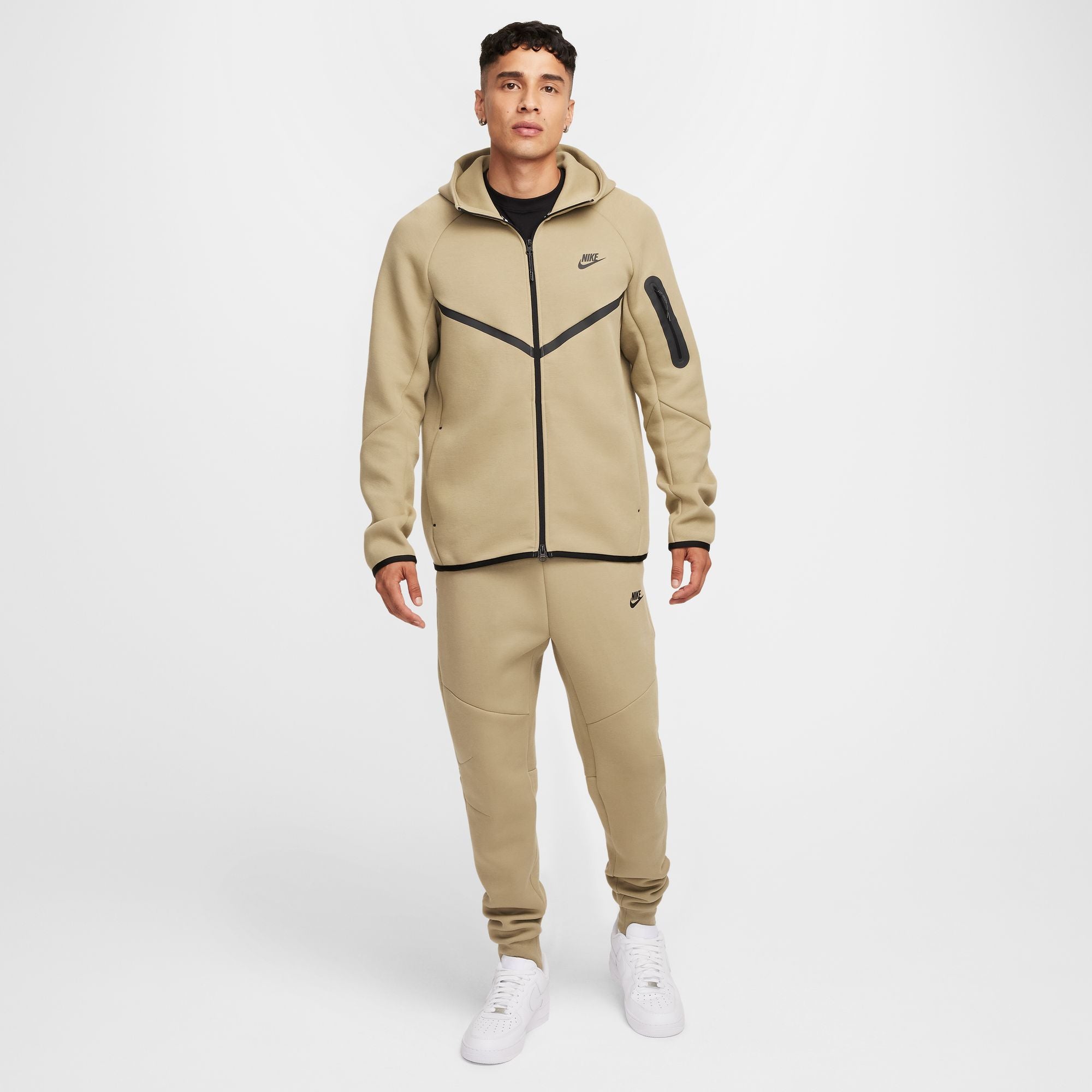 MENS NIKE TECH FLEECE FULL-ZIP WINDRUNNER HOODIE SET (NEUTRAL OLIVE/BLACK)