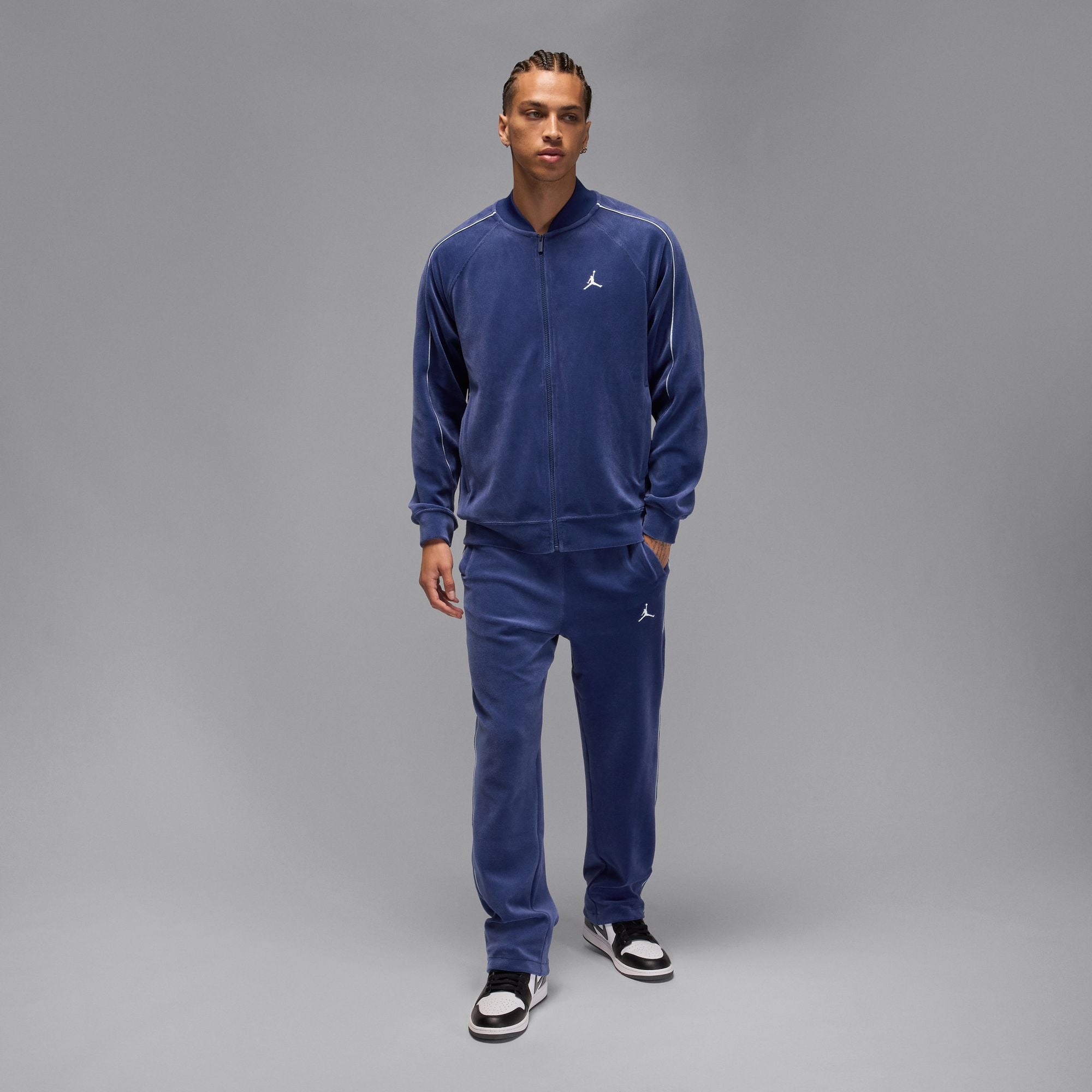 MENS JORDAN VELOUR BROOKLYN TRACK SUIT (BLUE VOID/PURE PLATINUM)