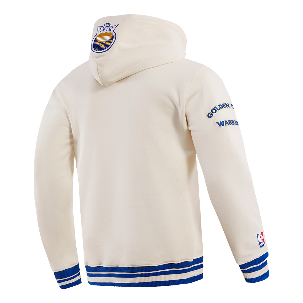 MENS GOLDEN STATE WARRIORS RETRO CLASSIC FLC PO HOODIE (EGGSHELL/ROYAL BLUE)