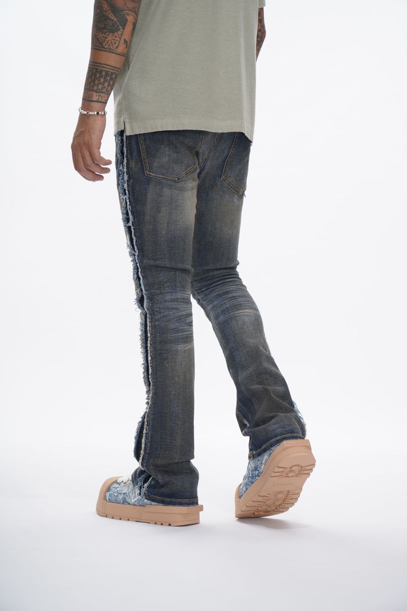 MENS VALABASAS "BURROW" - 33'' INSEAM-STACKED JEAN (BLUE BLACK)