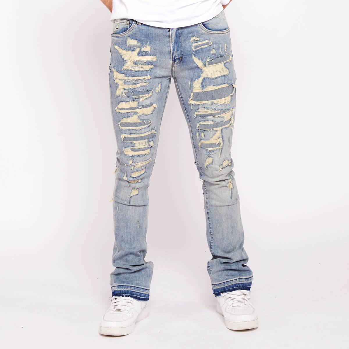 MENS W BY WAIMEA STACKED JEAN (BLUE WASH)