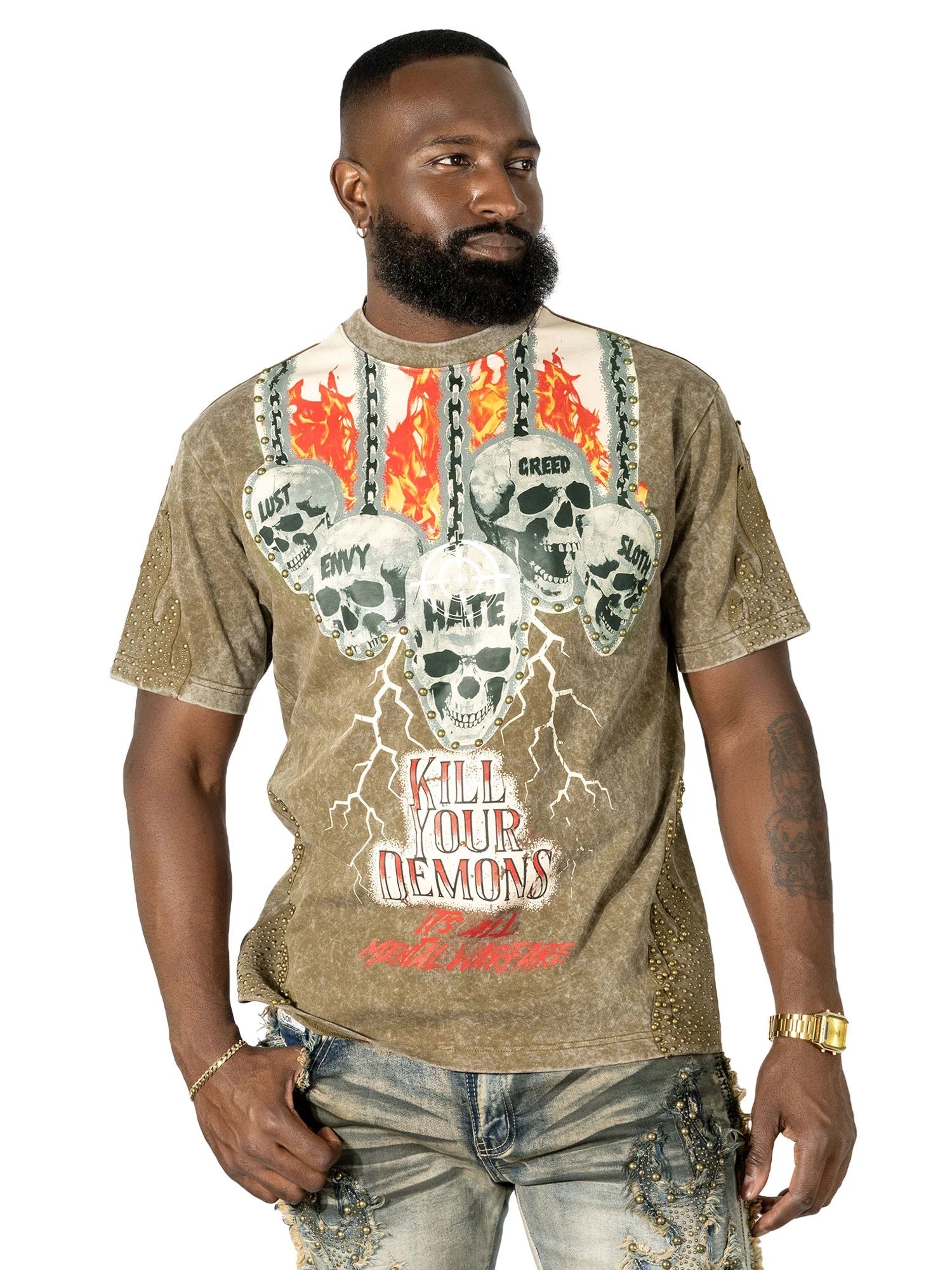 MENS MAKOBI TESORO T-SHIRT (KHAKI)