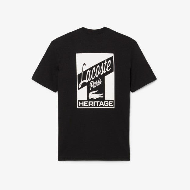 MENS LACOSTE MULTI PRINT JERSEY T-SHIRT (BLACK)