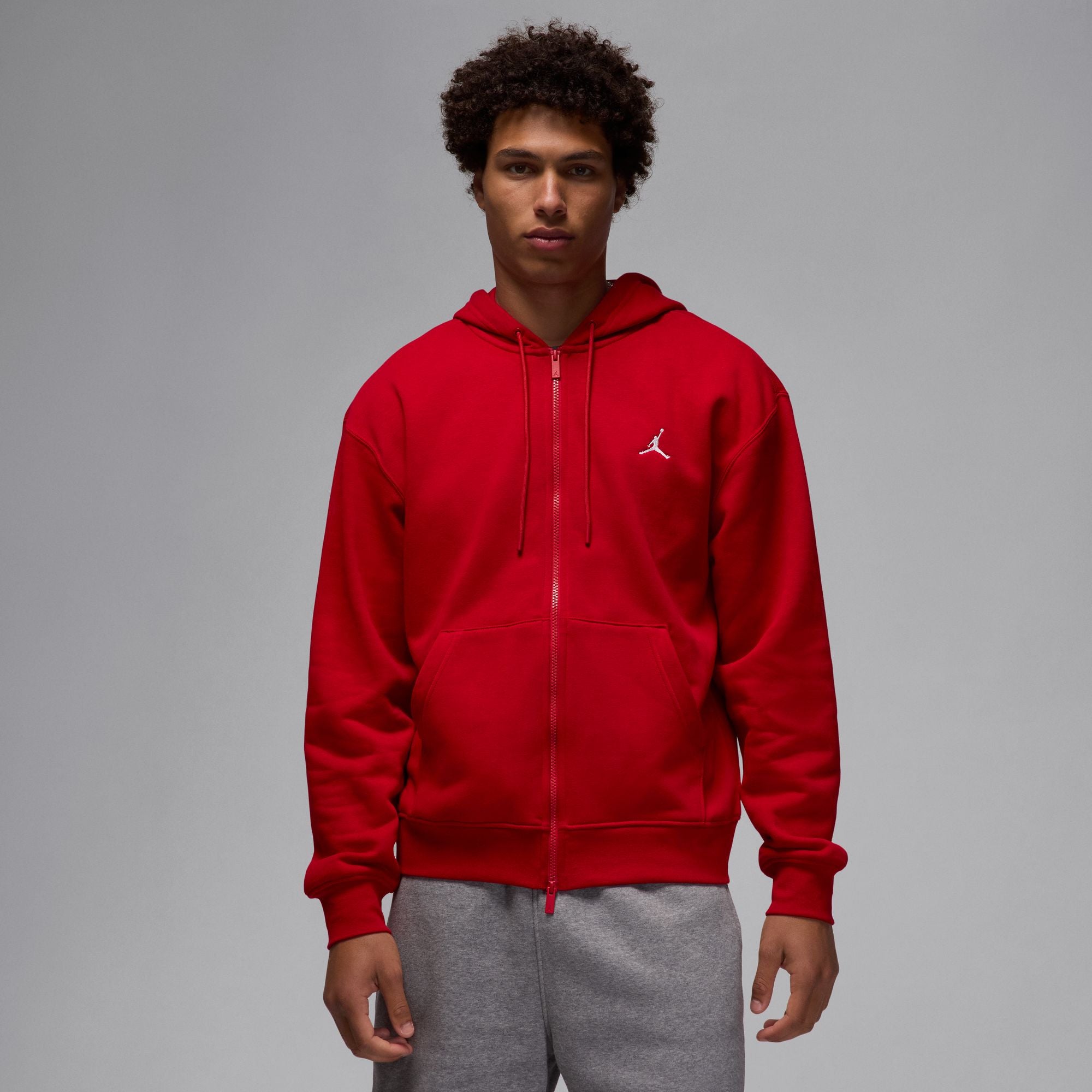 MENS JORDAN BROOKLYN FLEECE FULL-ZIP HOODIE (RED/WHITE)