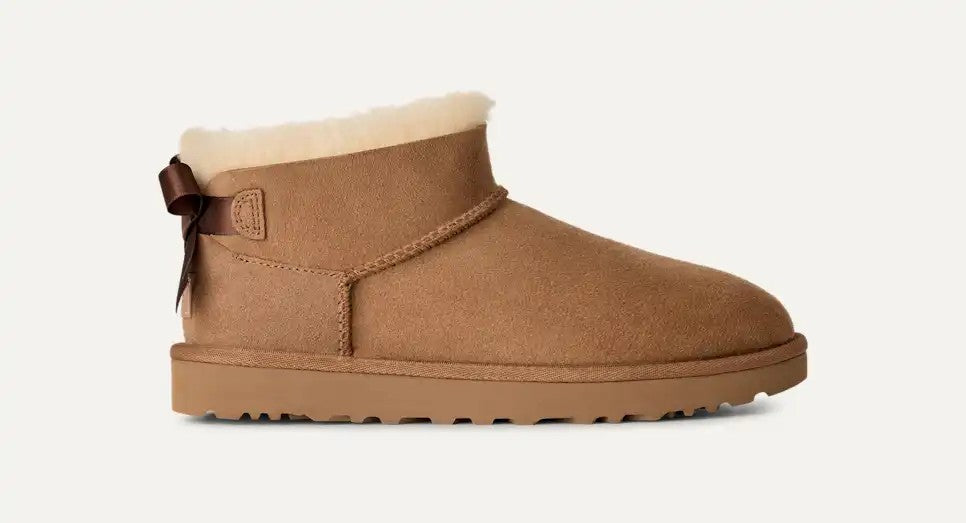 WOMENS UGG ULTRA MINI BAILEY BOW (CHESTNUT)