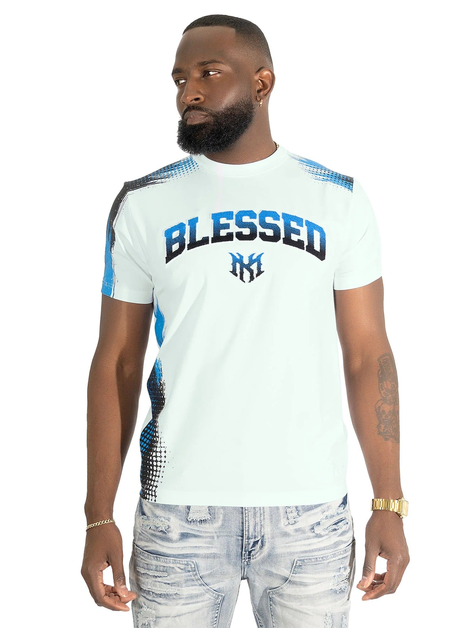 MENS MAKOBI BENDITO BLESSED SHIRT (ROYAL)