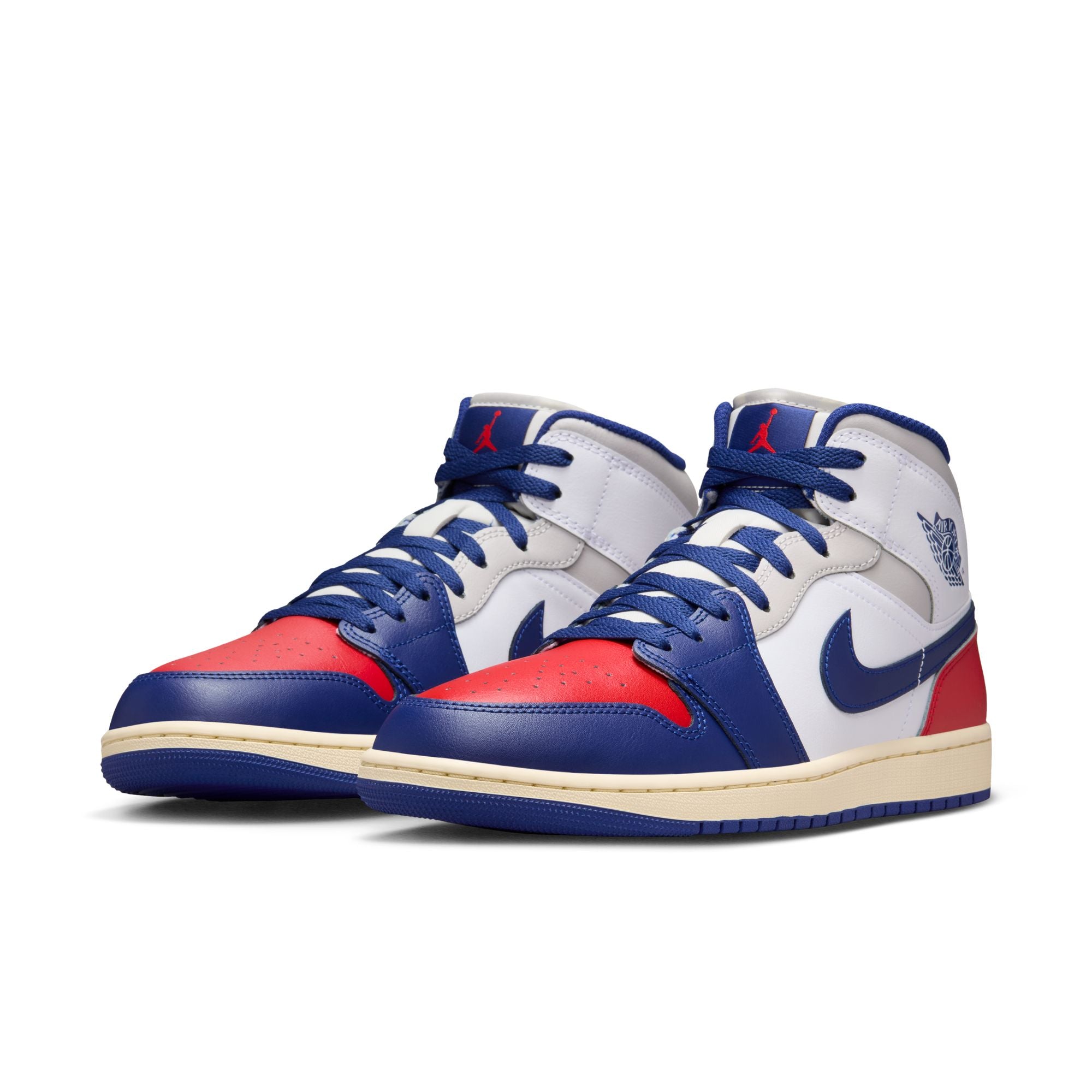 MENS AIR JORDAN 1 MID (WHITE/DEEP ROYAL BLUE/UNIVERSITY RED)