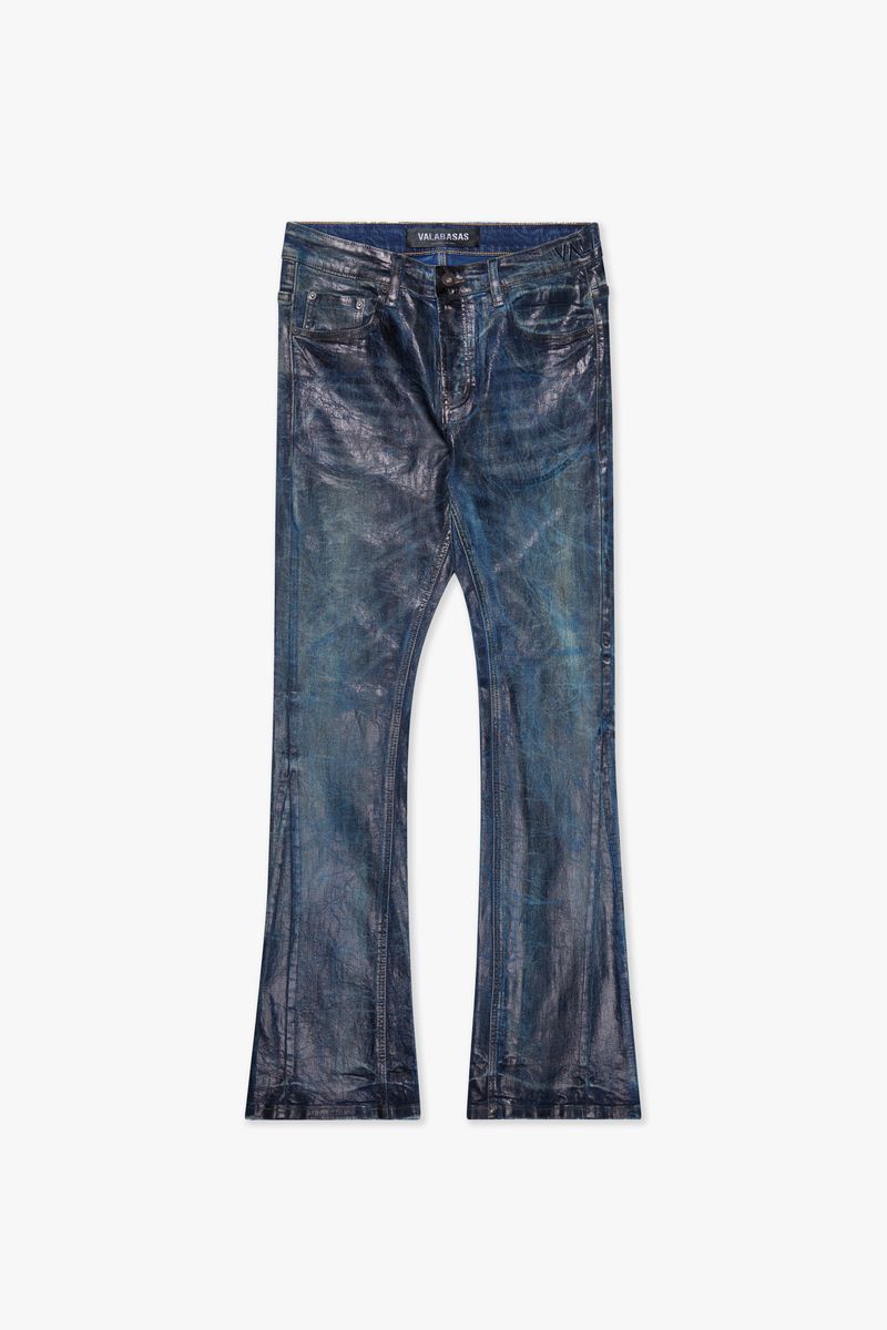 MENS VALABASAS "FAX" STACKED WAXED DENIM (DIRTY INDIGO WAXED)