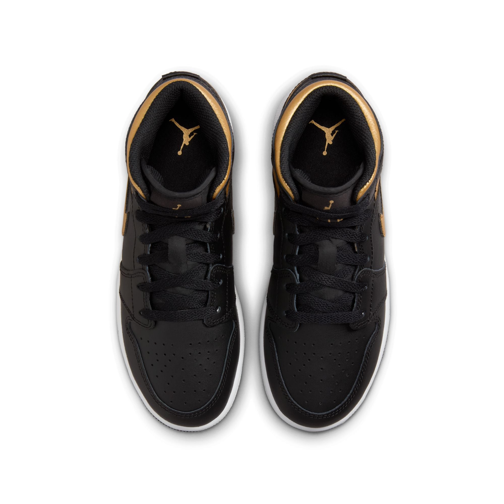 KIDS AIR JORDAN 1 MID GS (BLACK/METALLIC GOLD/WHITE)