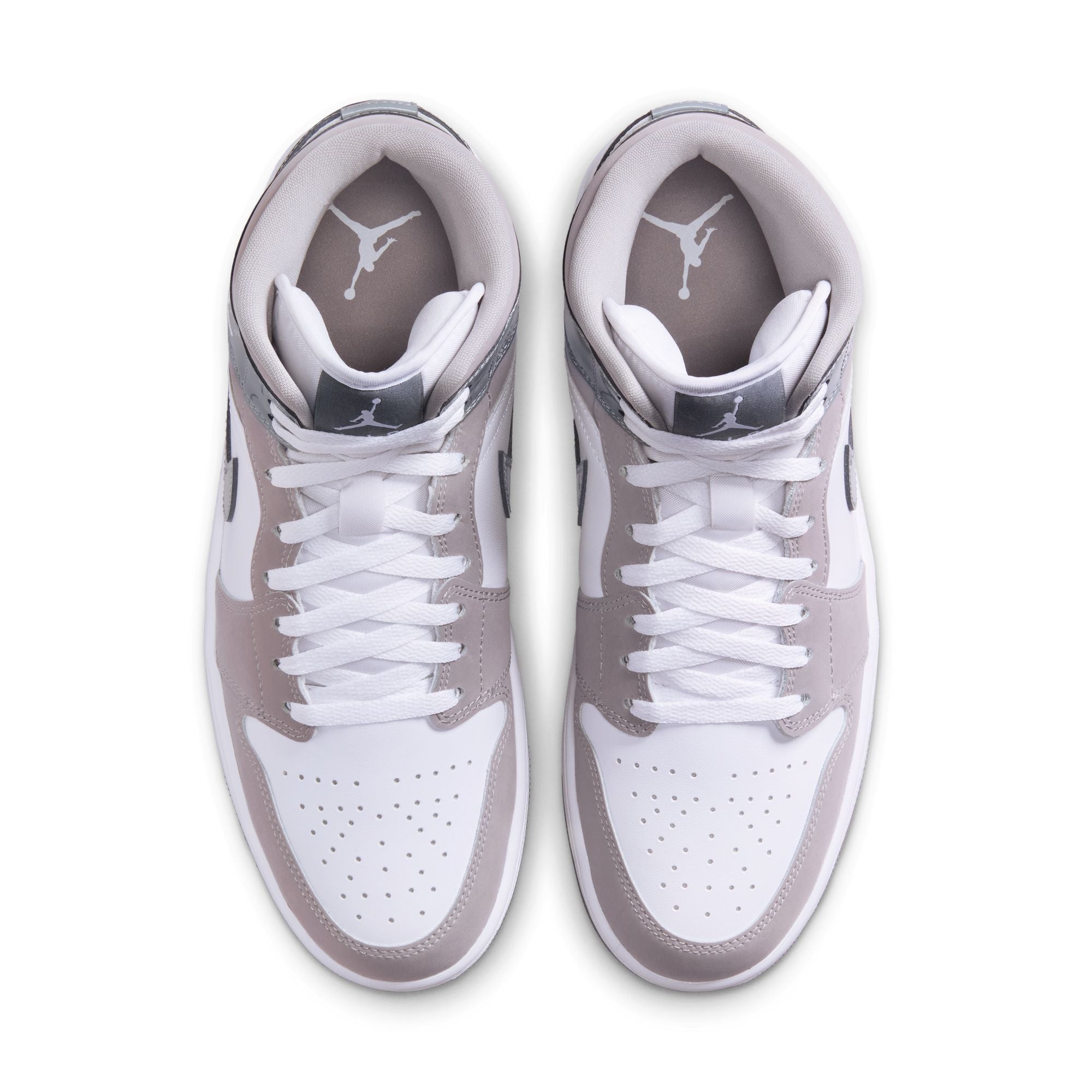 MENS AIR JORDAN 1 MID SE (WHITE/COOL GREY/MEDIUM GREY)