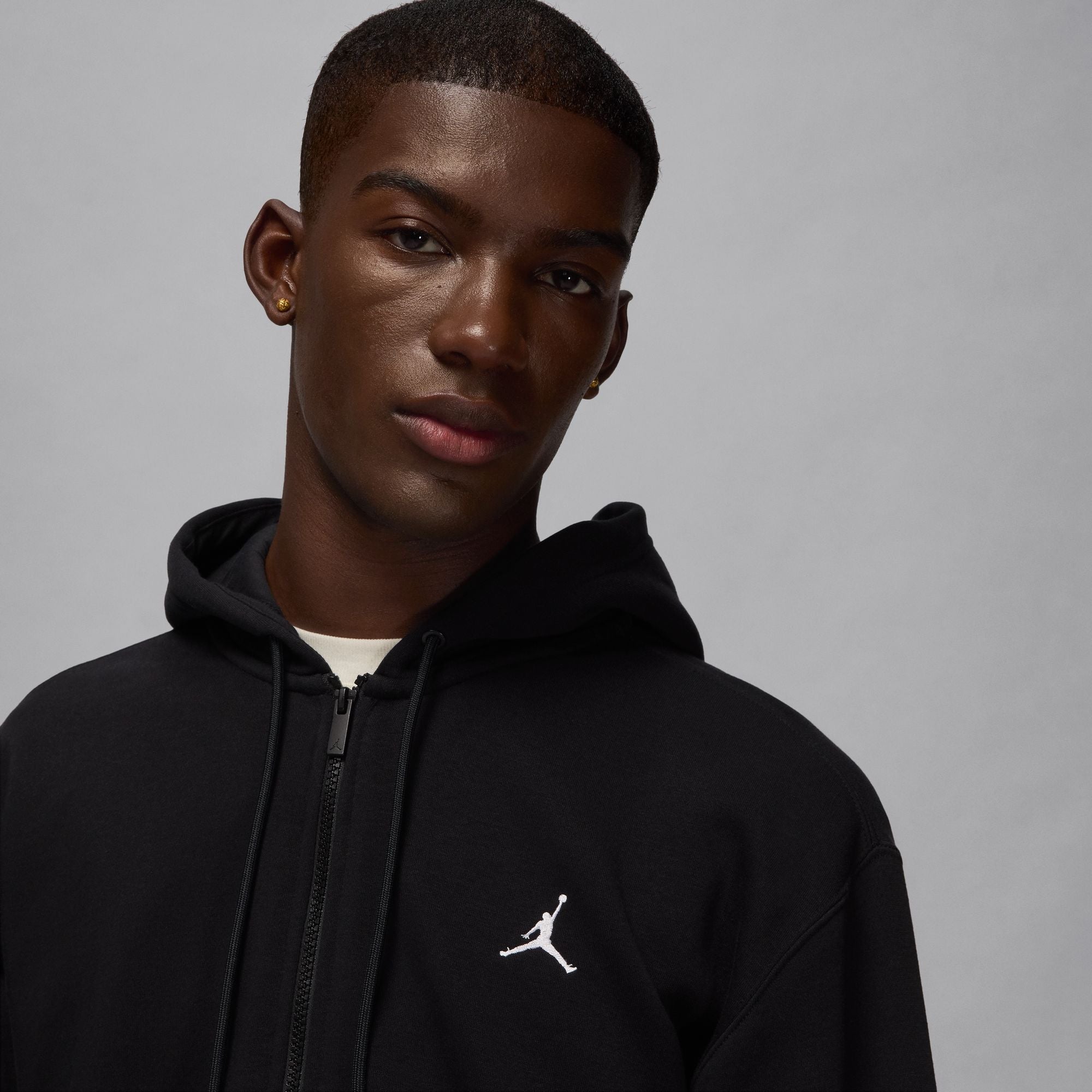 MENS JORDAN BROOKLYN FLEECE FULL-ZIP HOODIE (BLACK/WHITE)