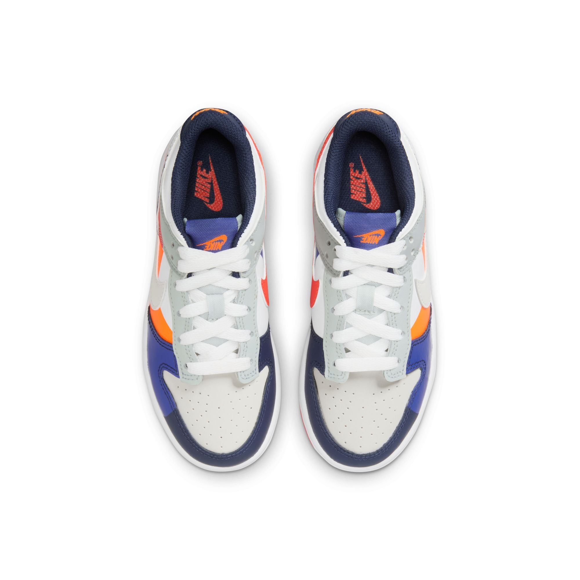 KIDS NIKE DUNK LOW SE PS (WHITE/LIGHT SILVER/MIDNIGHT NAVY)