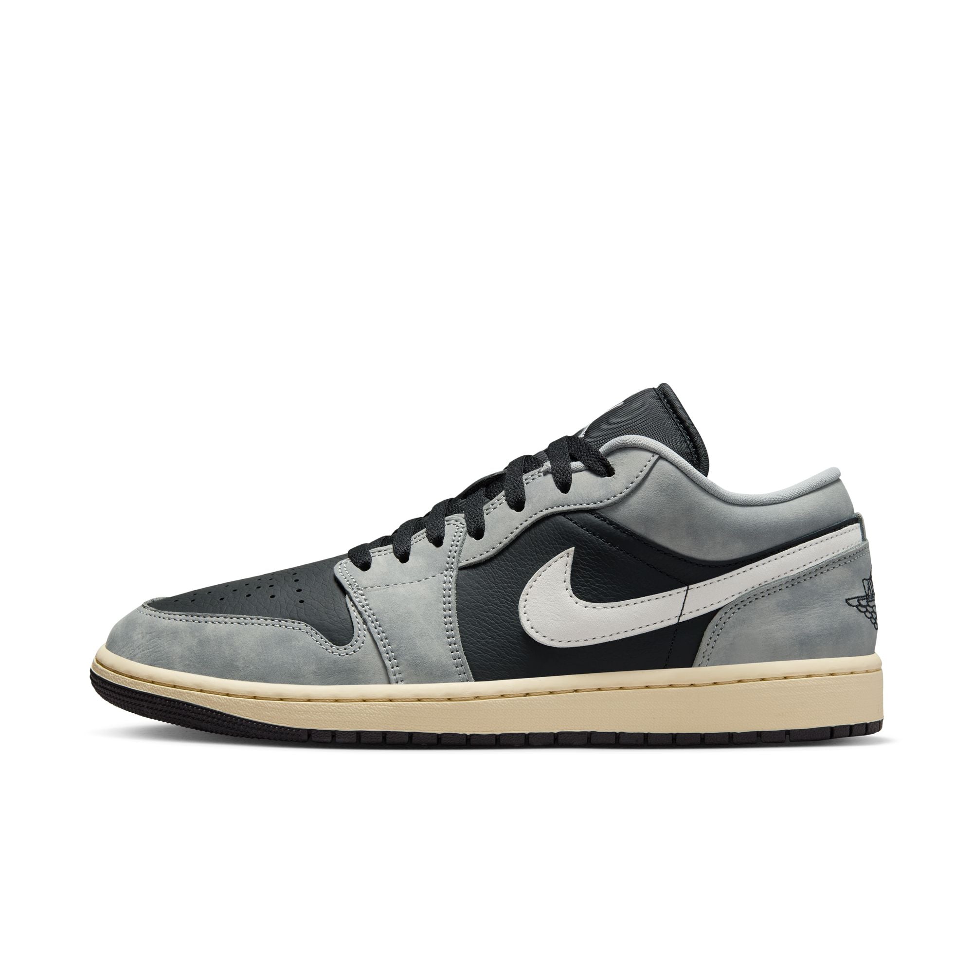 MENS AIR JORDAN 1 LOW SE (LT SMOKE GREY/BLACK/SAIL/MUSLIN)