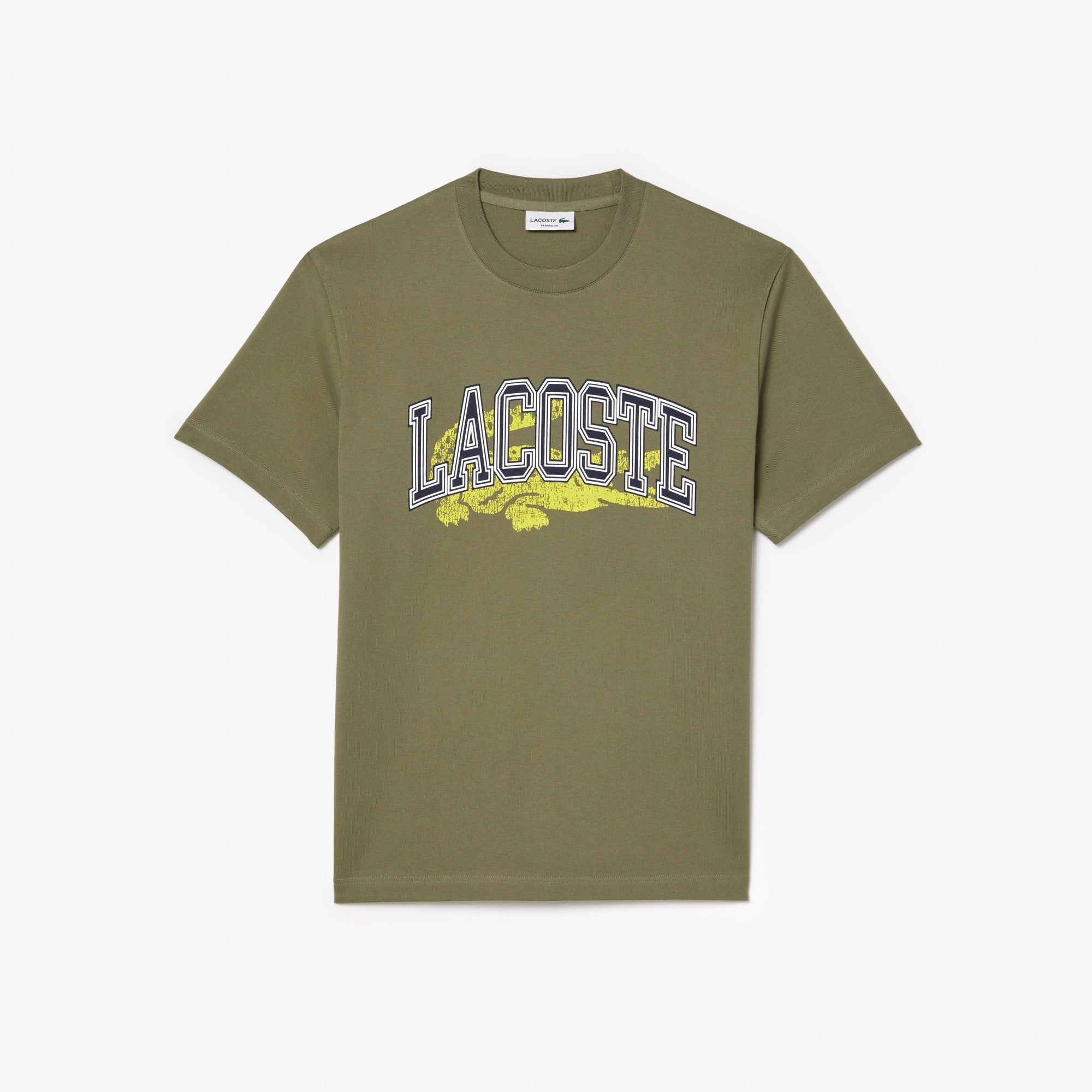 MENS LACOSTE CLASSIC FIT COTTON JERSEY T-SHIRT (KHAKI GREEN)