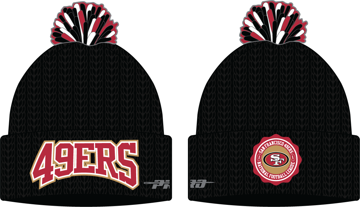 PRO STANDARD SAN FRANCISCO 49ERS CREST EMBLEM UNLINED PRO BEANIE POM CUFFED (BLACK)