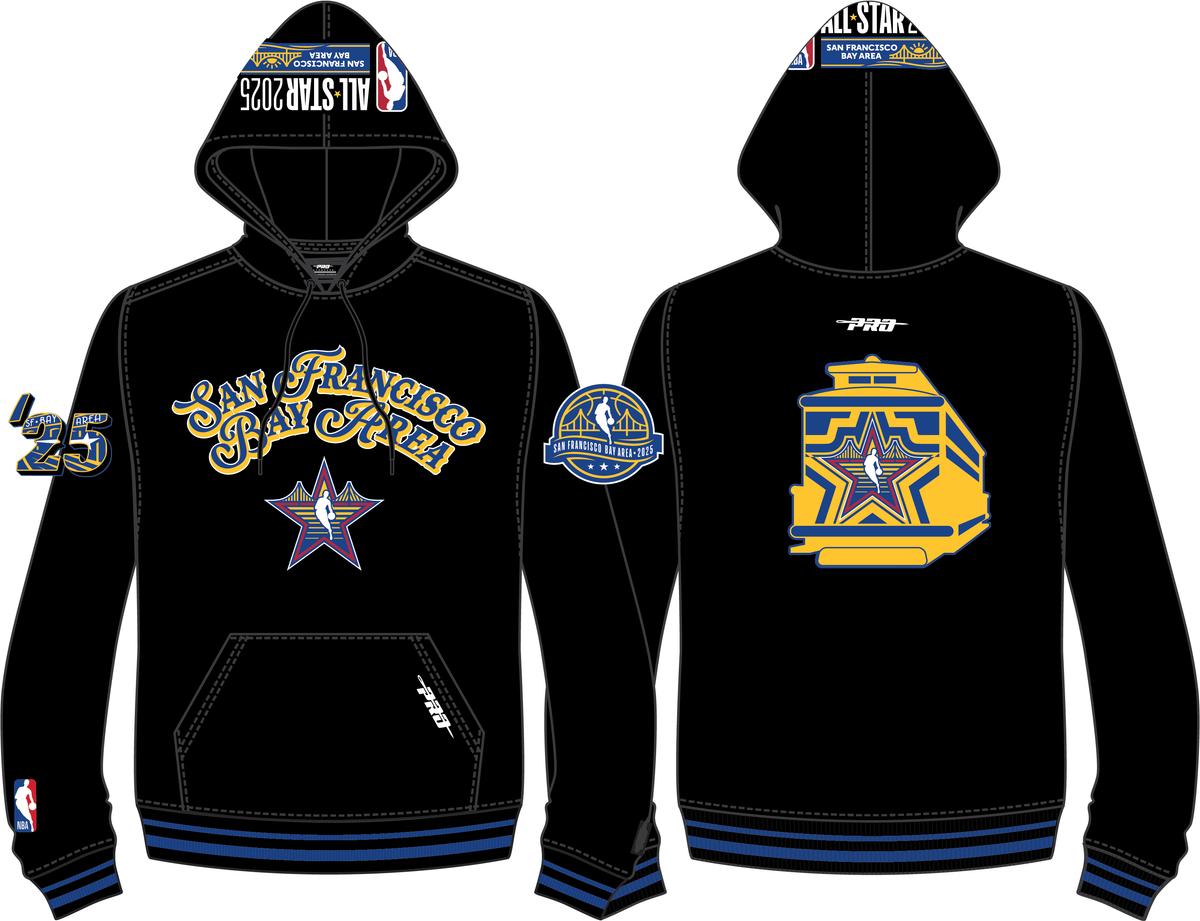 MENS NBA ALL STAR 2025 M RIB FLC PO HOODIE (BLACK/ROYAL BLUE)