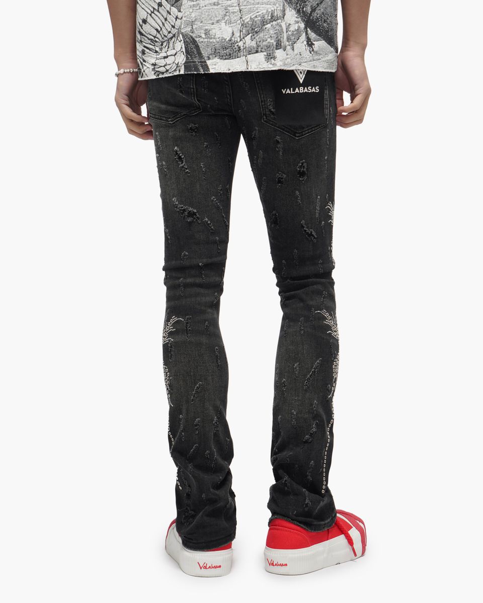MENS VALABASAS DAVENPORT STACKED JEAN (BLACK WASH)