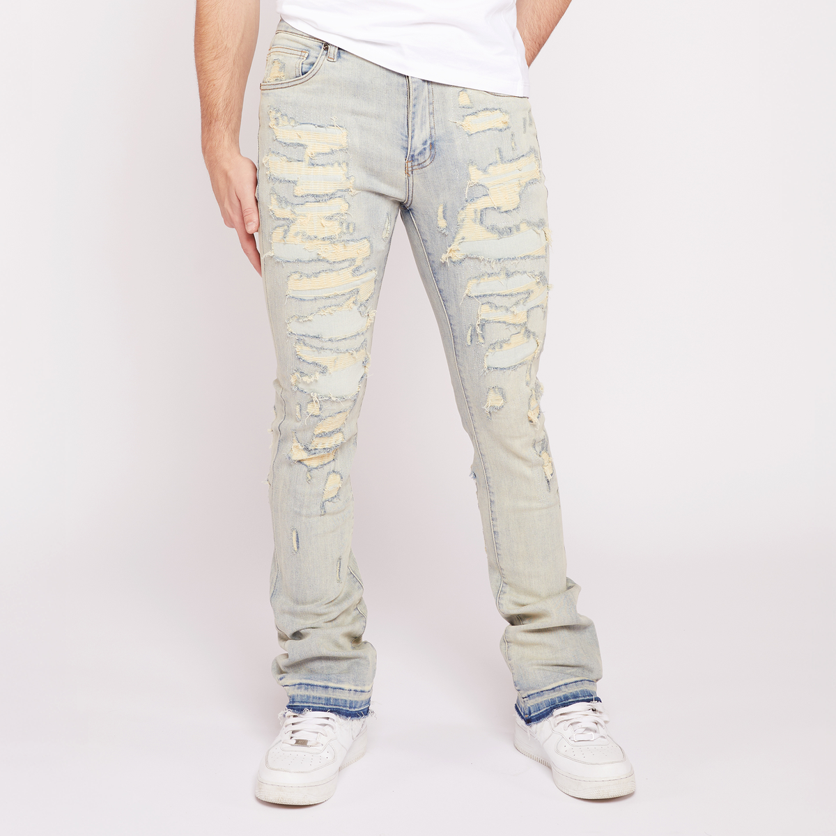 MENS W BY WAIMEA STACKED JEAN (BLEACH WASH)