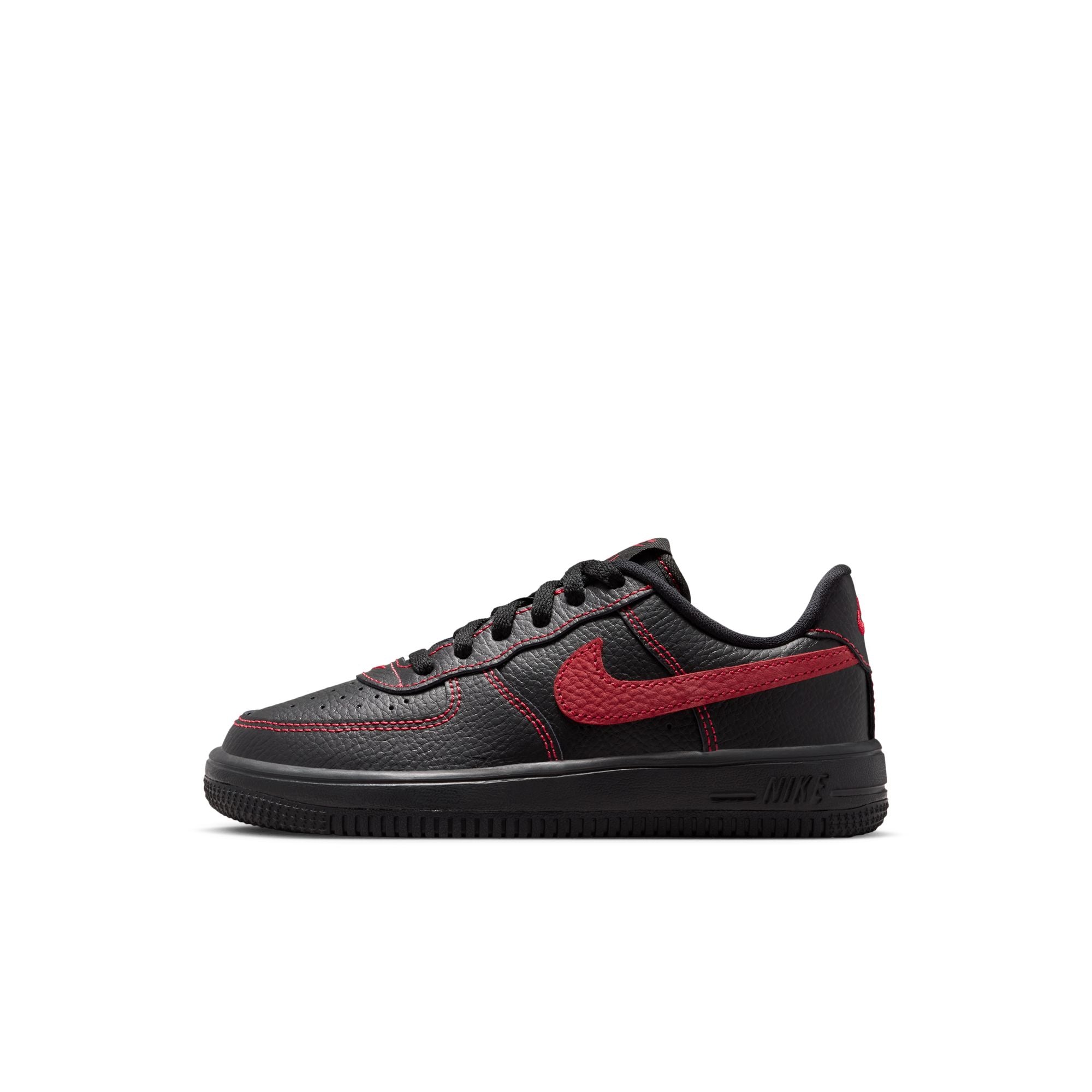 KIDS NIKE FORCE 1 LOW LV8 3 LACE PS (BLACK/UNIVERSITY RED)