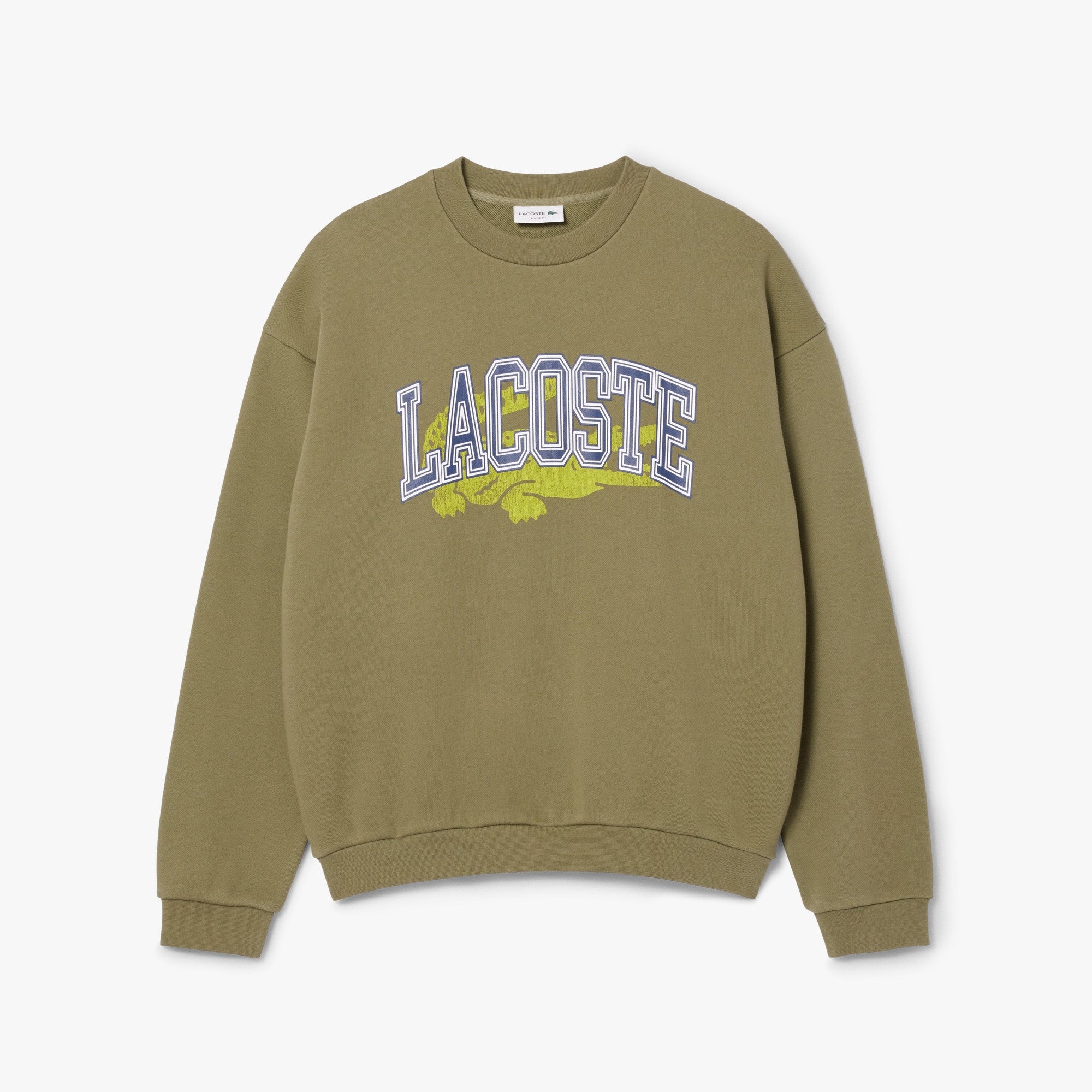 MENS LACOSTE LOOSE FIT FLEECE SWEATSHIRT (KHAKI GREEN)