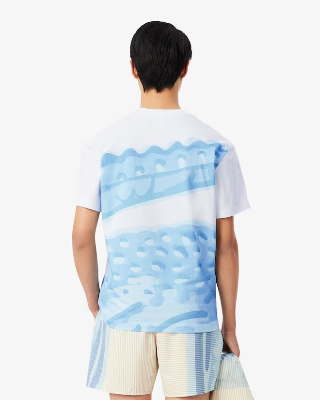 MENS LACOSTE PRINTED COTTON T-SHIRT (WHITE)