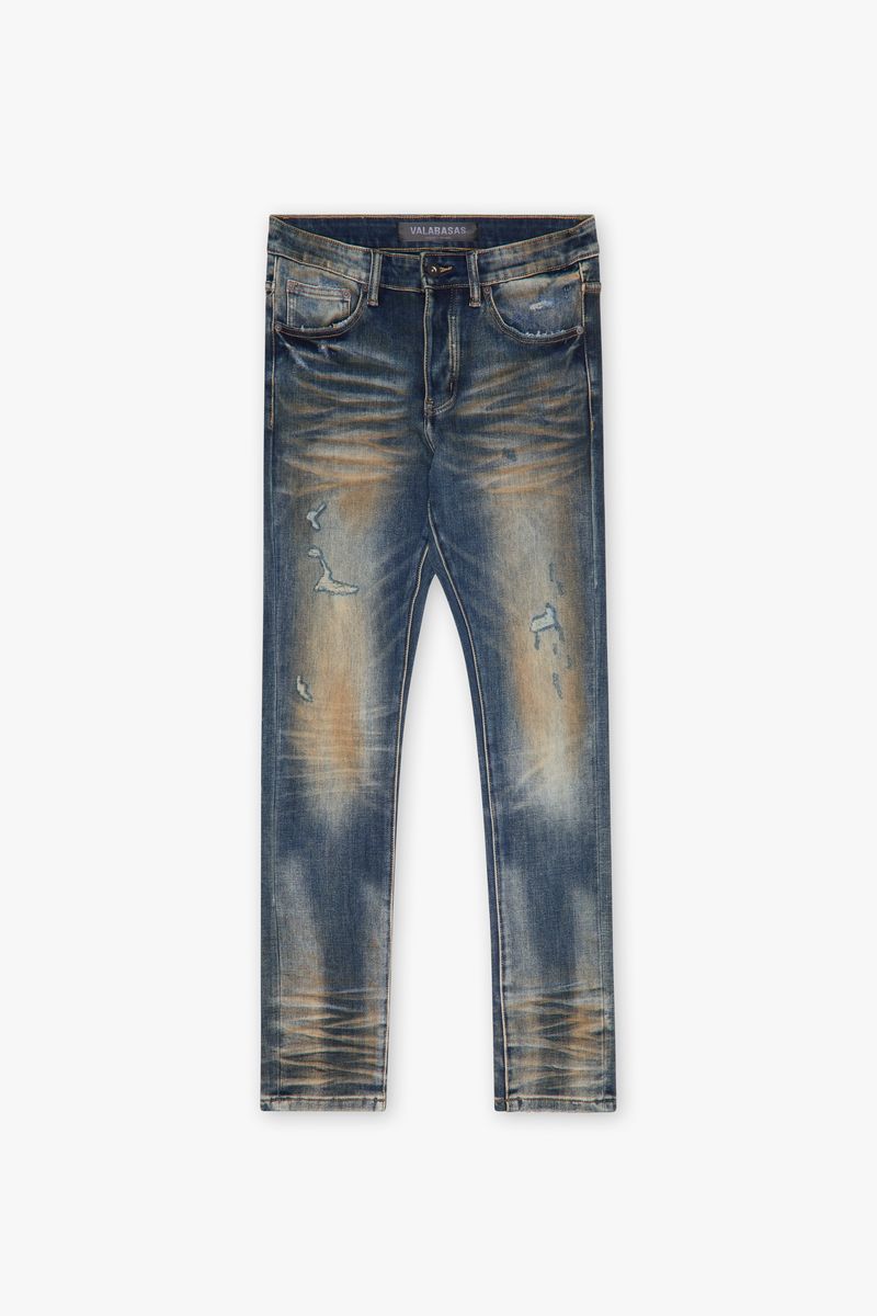 MENS VALABASAS "MR.FLEX" JEAN (VINTAGE STAIN BLUE)