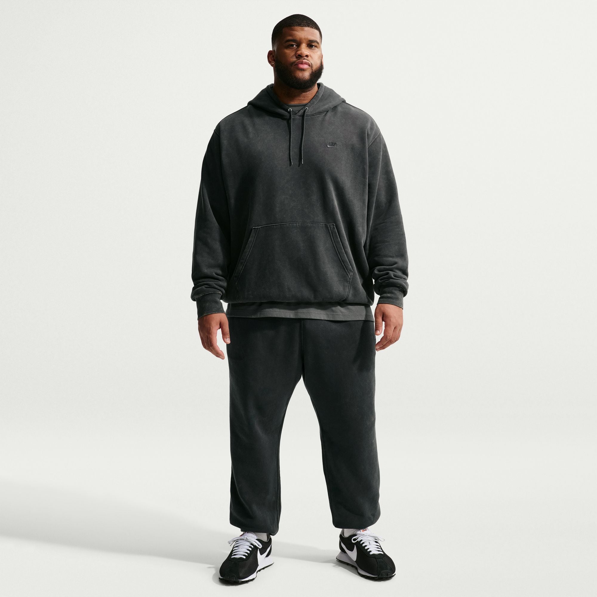 MENS NIKE SPORTSWEAR CLUB WASHED FLEECE HOODIE (ANTHRACITE)