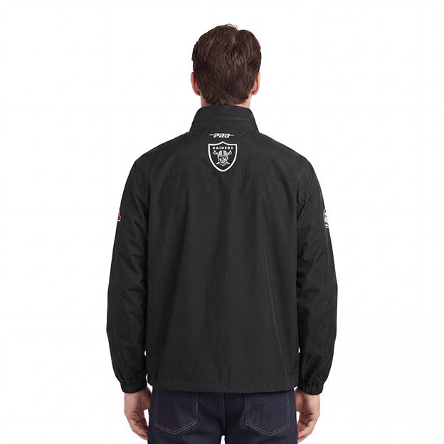 MENS PRO STANDARD LAS VEGAS RAIDERS PRE GAME 1/4 ZIP WIND JACKET (BLACK)