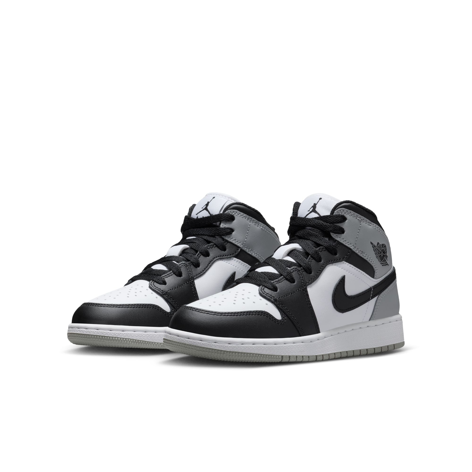 KIDS AIR JORDAN 1 MID GS (WHITE/BLACK/LT SMOKE GREY)
