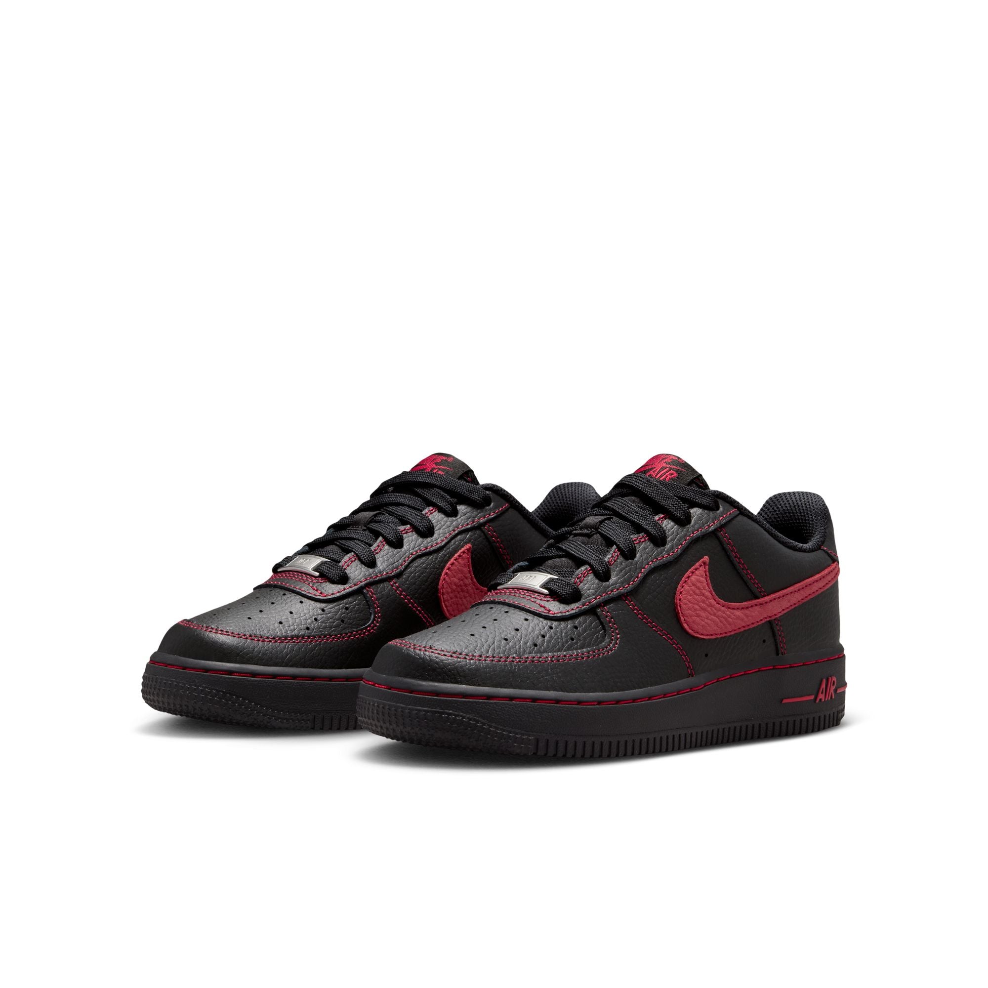 KIDS NIKE AIR FORCE 1 LV8 3 GS (BLACK/UNIVERSITY RED)