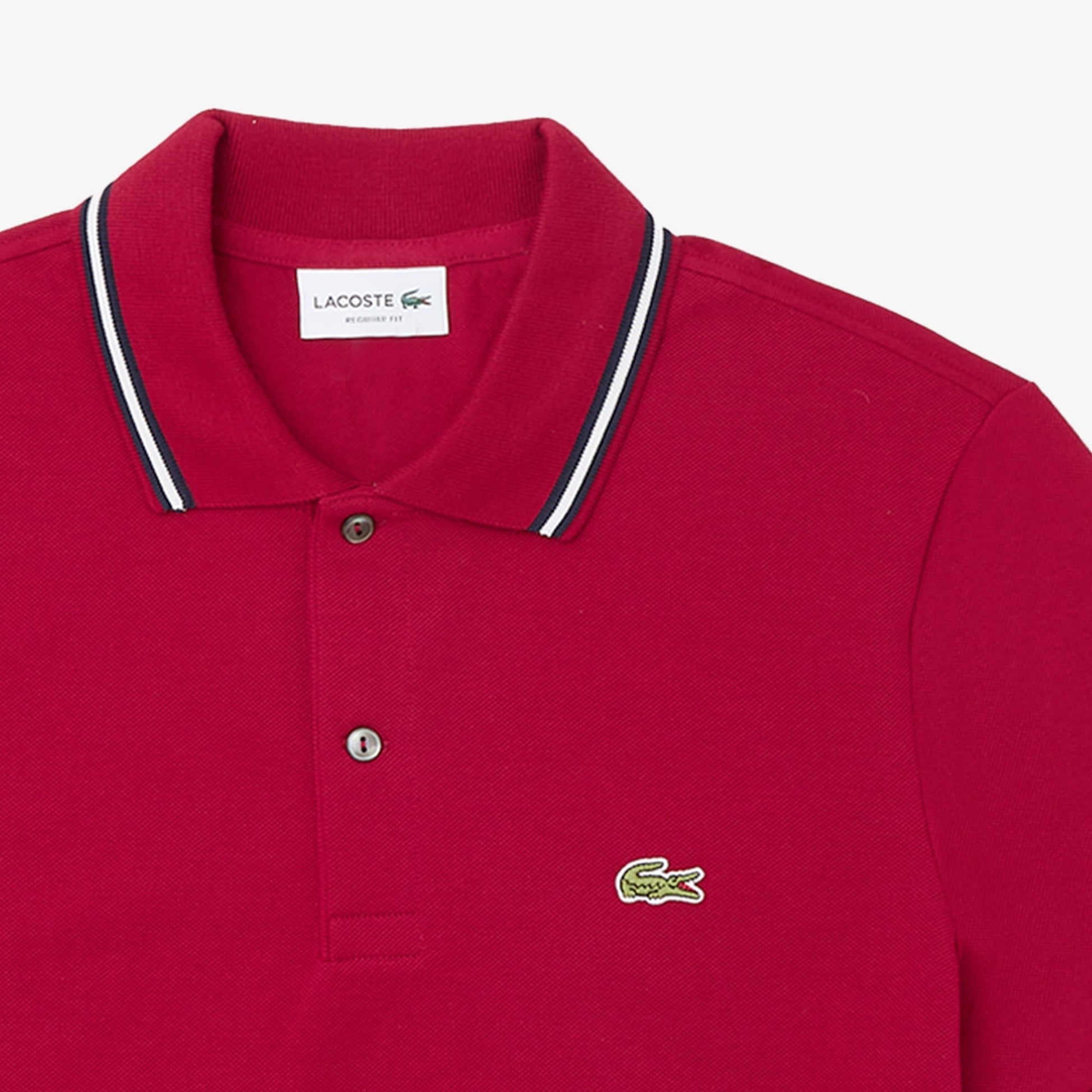 MENS LACOSTE REGULAR FIT TRIM ACCENT L.12.12 POLO (BORDEAUX)