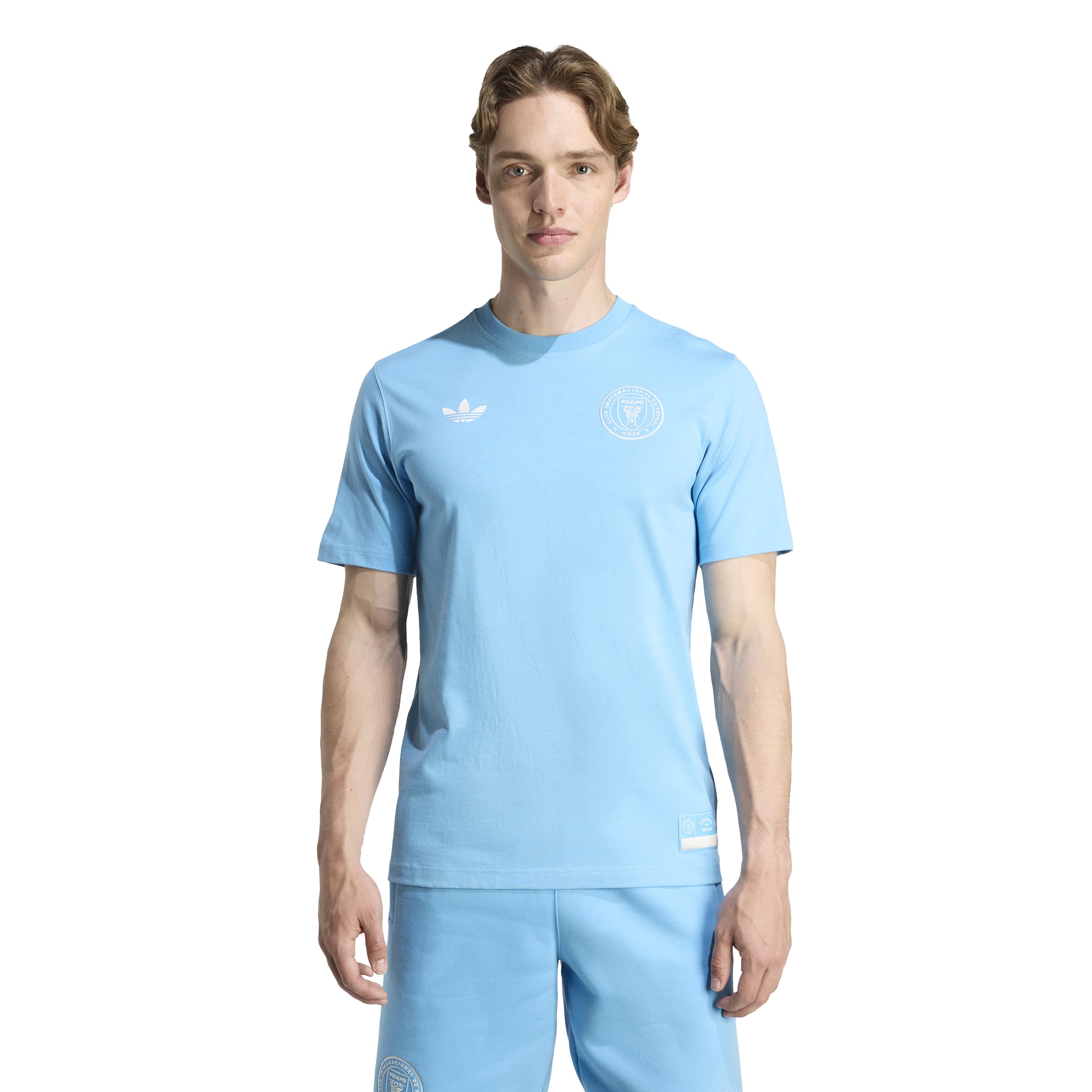 MENS ADIDAS ORIGINALS INTER MIAMI CF TRAVEL TEE (SEMI BLUE BURST / WHITE TINT)