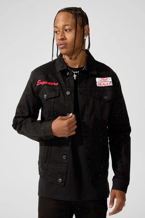 MENS JORDAN CRAIG LOCAL DEALER TRUCKER JACKET (JET BLACK)