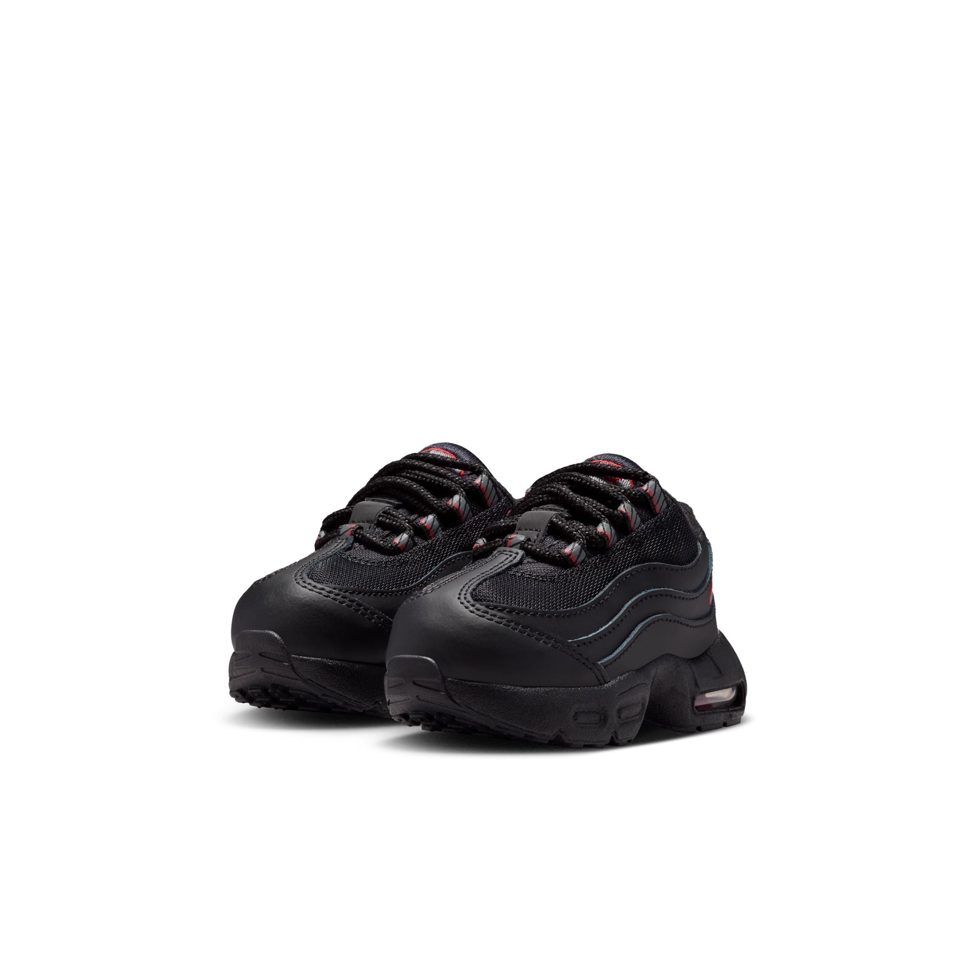KIDS NIKE AIR MAX 95 RECRAFT LTR TD (BLACK/SMOKE GREY/UNIVERSITY RED/WHITE)