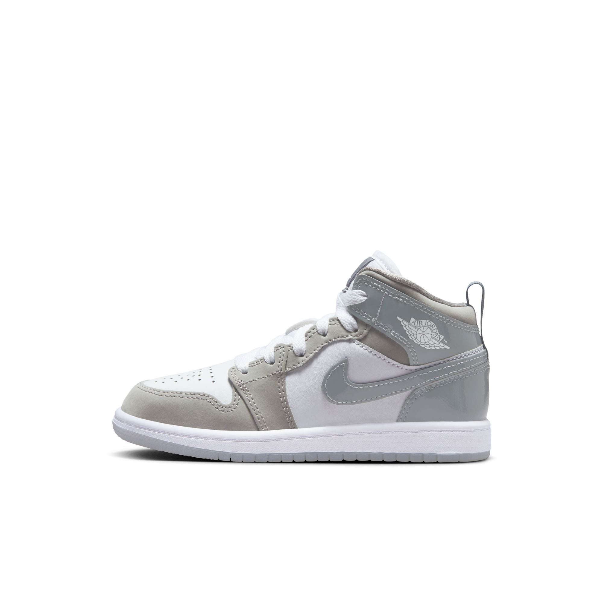 KIDS JORDAN 1 MID SE PS (WHITE/COOL GREY/MEDIUM GREY)