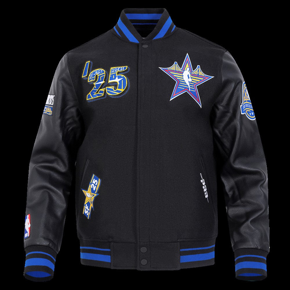 MENS NBA ALL STAR 2025 M RIB WOOL VARSITY JACKET (BLACK/ROYAL BLUE)