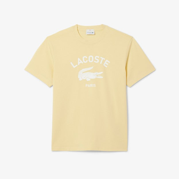 UNISEX LACOSTE SIGNATURE PRINT COTTON T-SHIRT (SESAME)