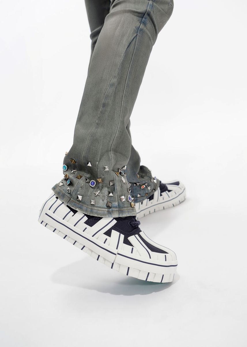 MENS VALABASAS ION - 33'' INSEAM-STACKED JEAN (DK. DIRTY BLUE WAXED)