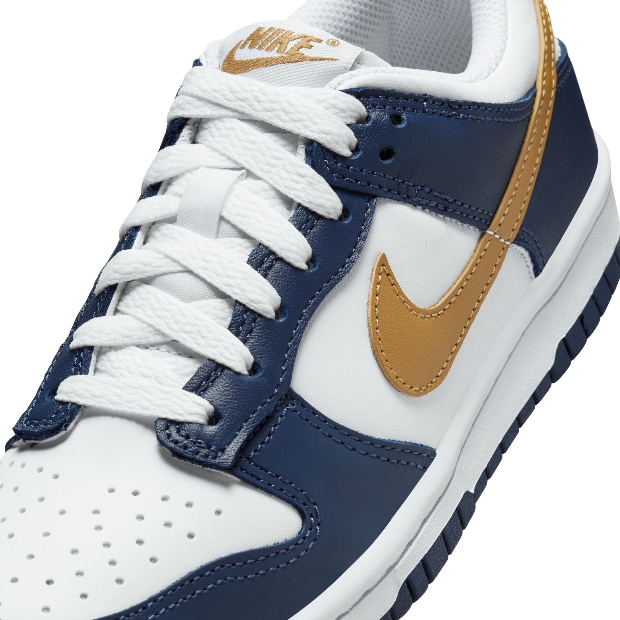 KIDS NIKE DUNK LOW GS (WHITE/WHEAT/MIDNIGHT NAVY)