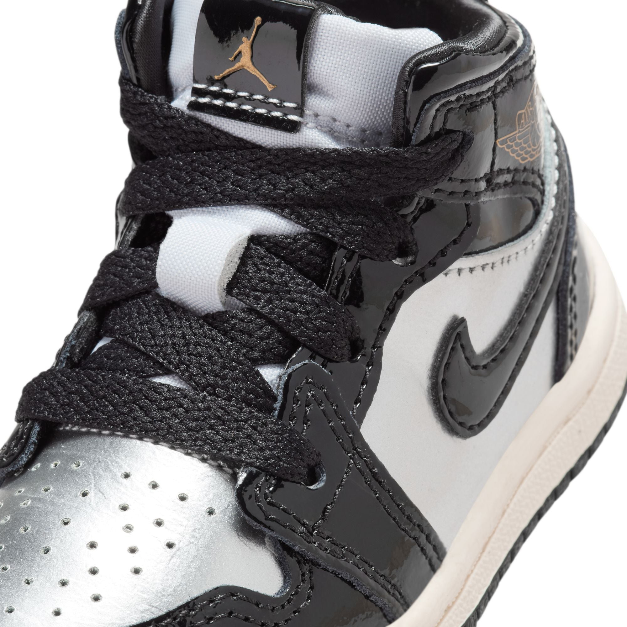 KIDS JORDAN 1 MID SE TD (BLACK/METALLIC GOLD/METALLIC SILVER)