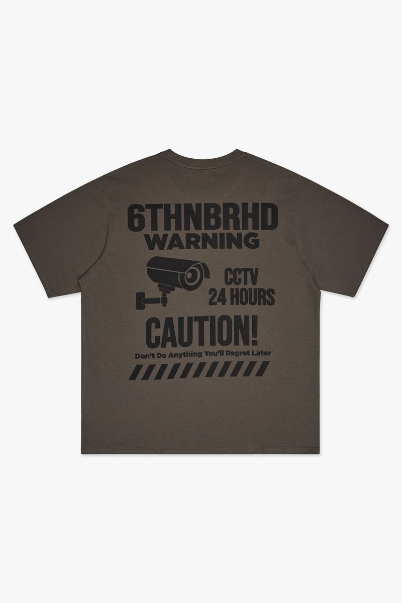 MENS 6TH NBRHD "WARNING" T-SHIRT (GREY)