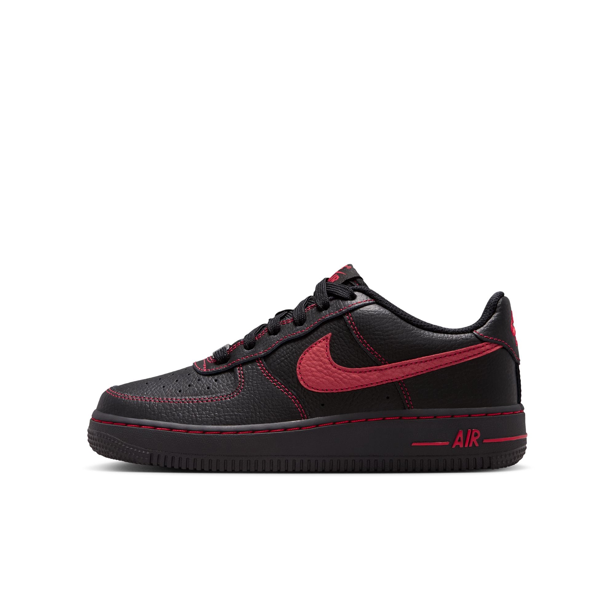 KIDS NIKE AIR FORCE 1 LV8 3 GS (BLACK/UNIVERSITY RED)
