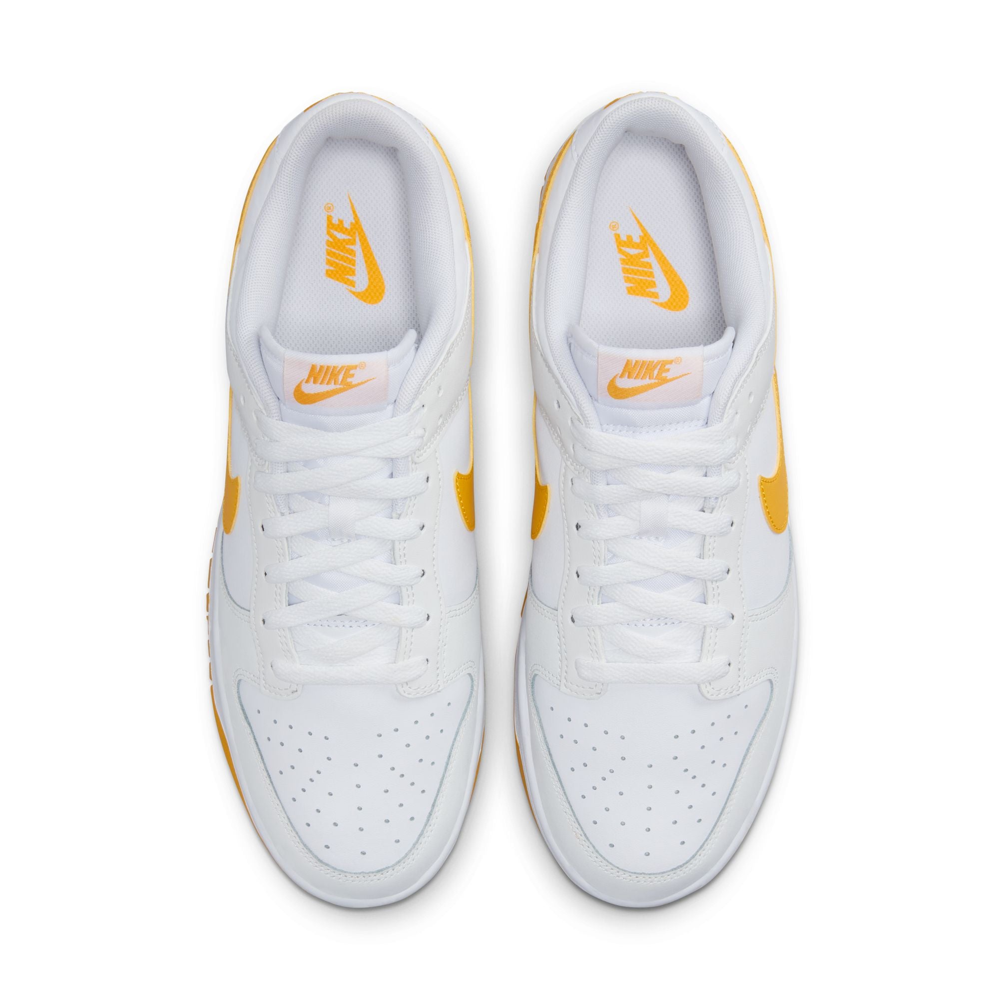 MENS NIKE DUNK LOW (WHITE/UNIVERSITY GOLD)