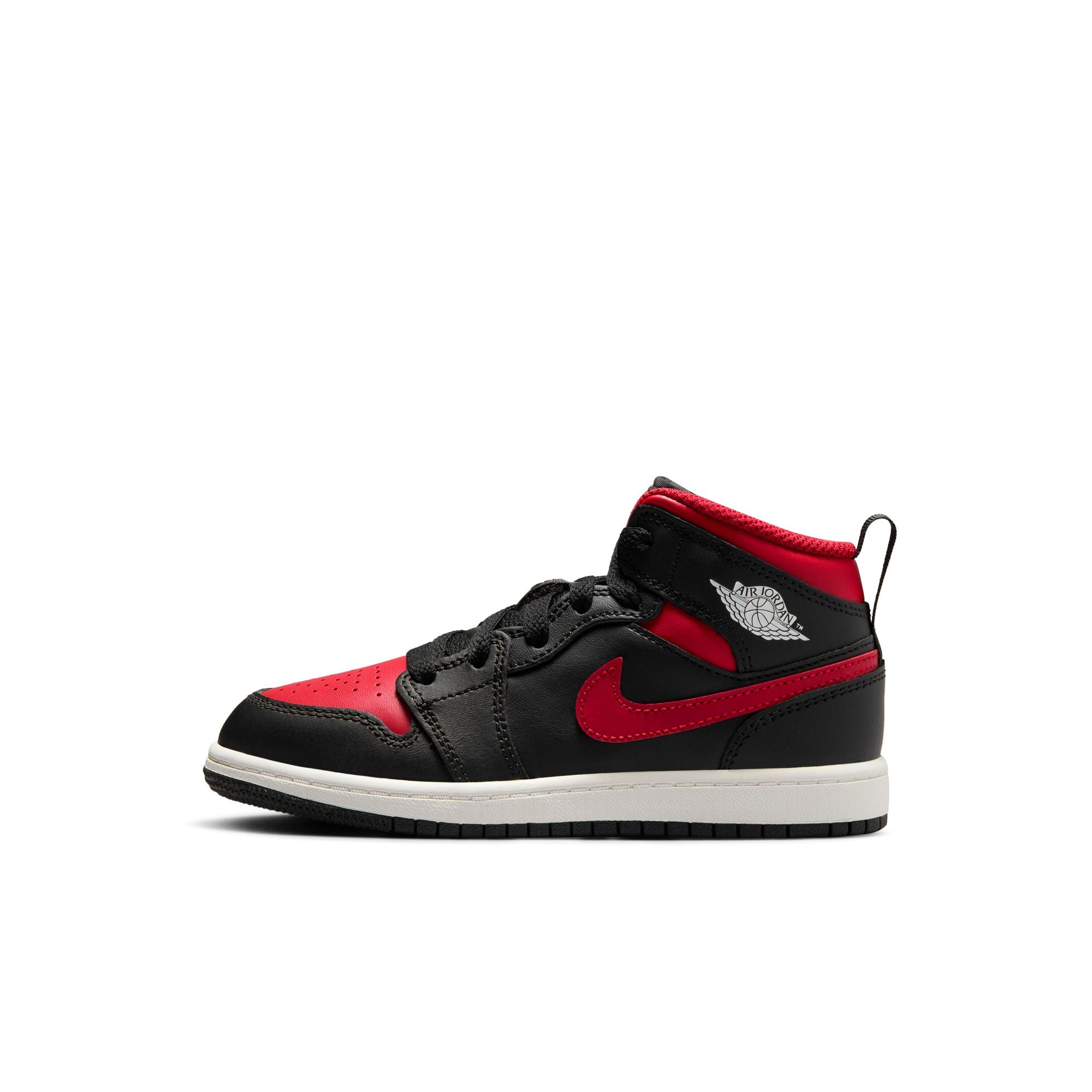 KIDS JORDAN 1 MID PS (BLACK/VARSITY RED/SUMMIT WHITE)