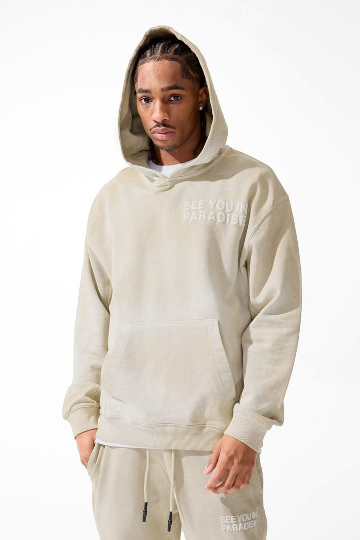 MENS JORDAN CRAIG PARADISE WASHED PULLOVER HOODIE (KHAKI)