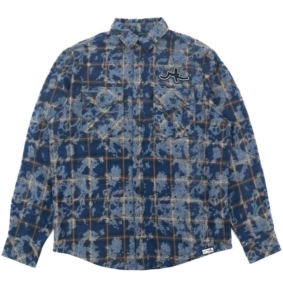 MENS MAKOBI BERTELI ACID PLAID SHIRT (NAVY)