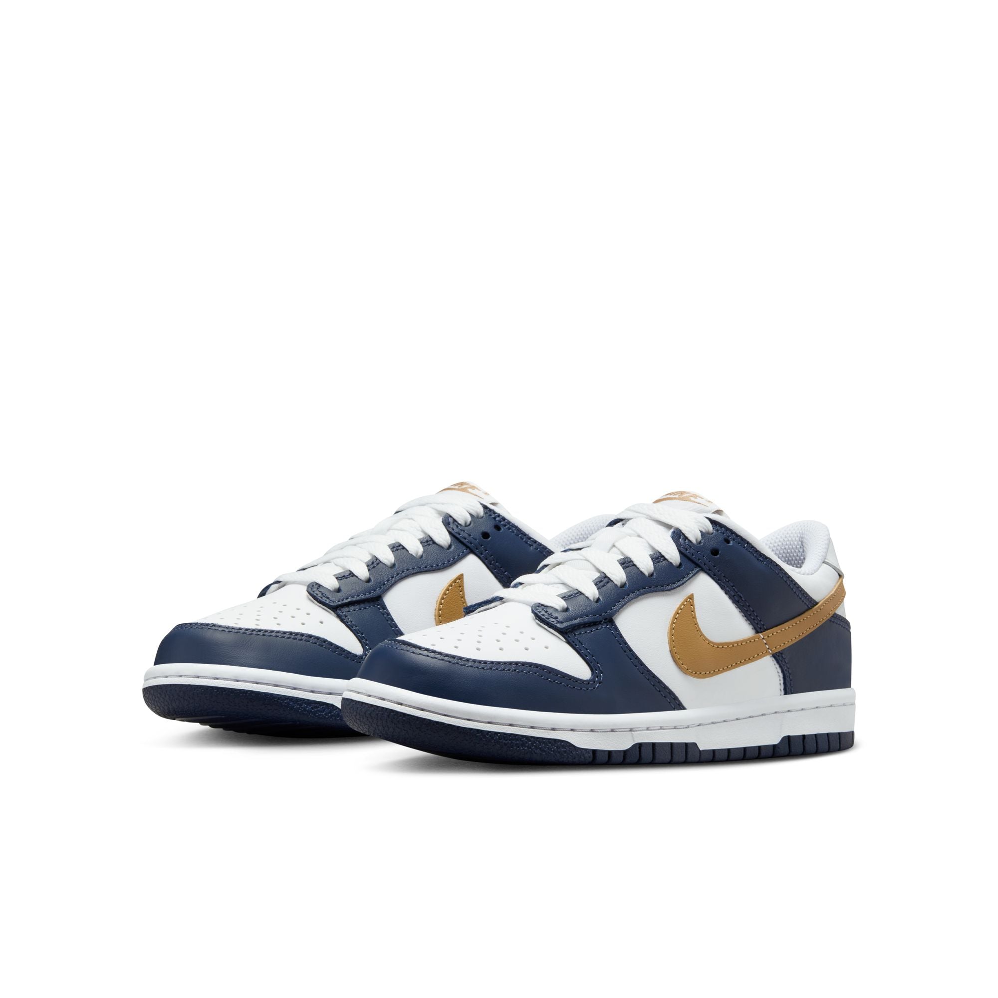 KIDS NIKE DUNK LOW GS (WHITE/WHEAT/MIDNIGHT NAVY)